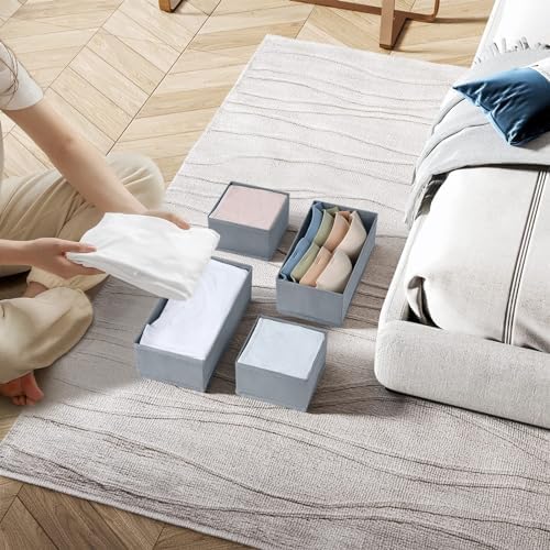 Foldable Storage Boxes 4 Pack, Fabric Wardrobe Organiser Cubes for Bras, Socks, Underwear & Accessories - Image 2