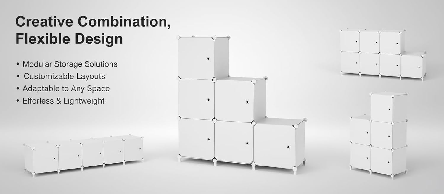 6-Cube Storage Unit with Doors, 30x30x30cm Compartments - Image 5