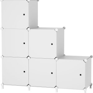 6-Cube Storage Unit with Doors, 30x30x30cm Compartments