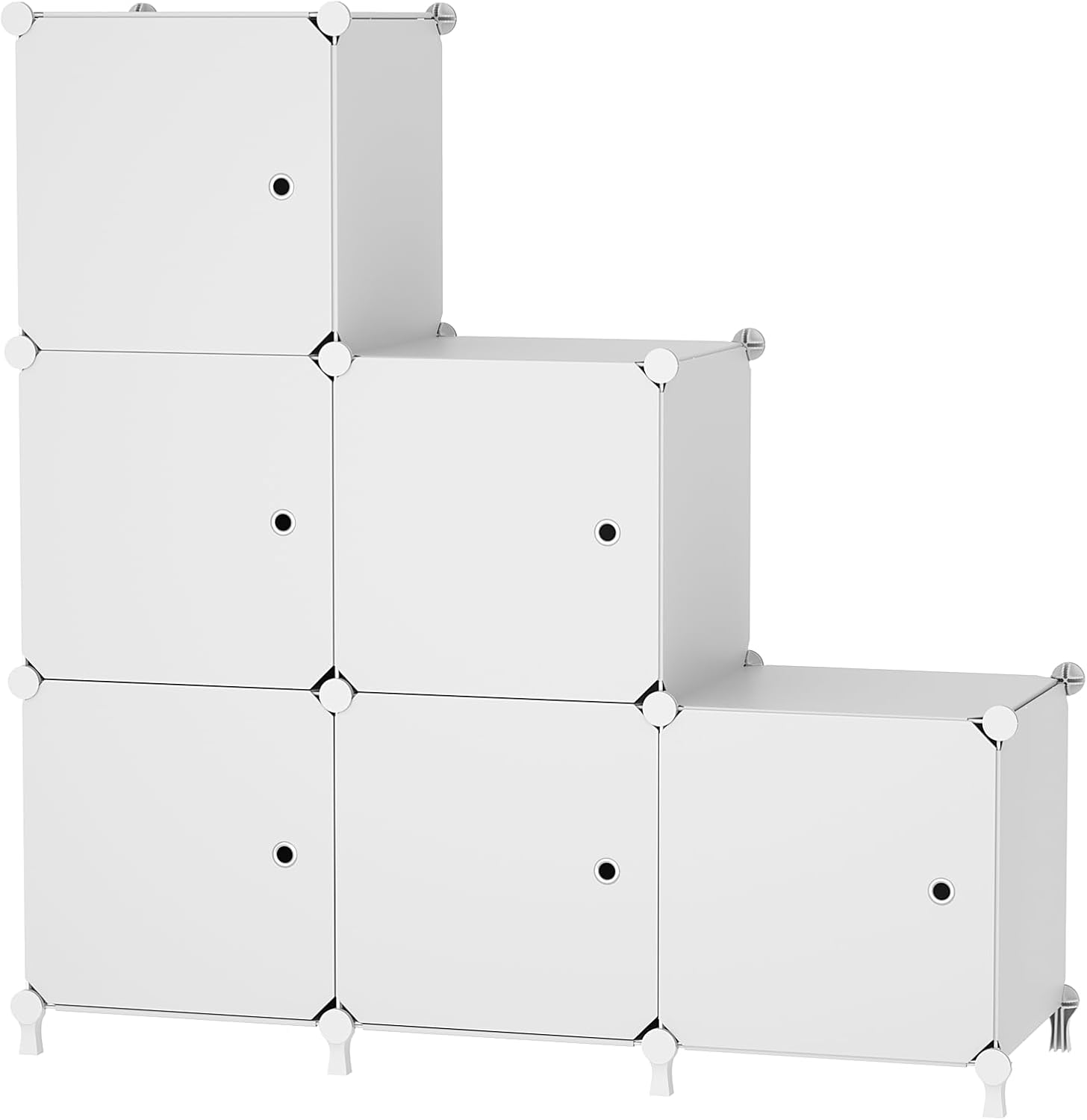 6-Cube Storage Unit with Doors, 30x30x30cm Compartments