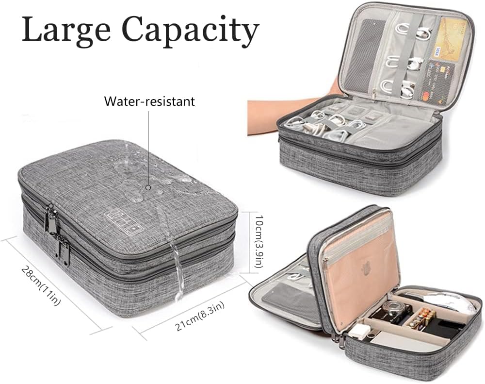 Travel Cable Organiser Bag, Electronics Accessories Organizer Extra Large 3-Layers Universal Carry Gadget Bag for Power Bank, Memory Card, Data Cable, Charger Hard Disk - Image 5