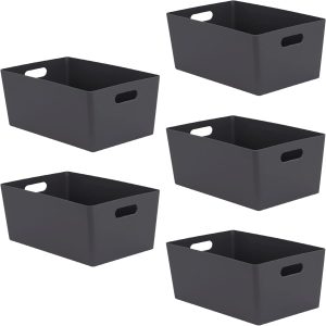 5-Pack Plastic Storage Baskets with Sturdy Handles – Lightweight & Durable, 3.9L (17 x 25 x 11cm), Perfect for Kitchen, Bathroom & Cleaning Organisation