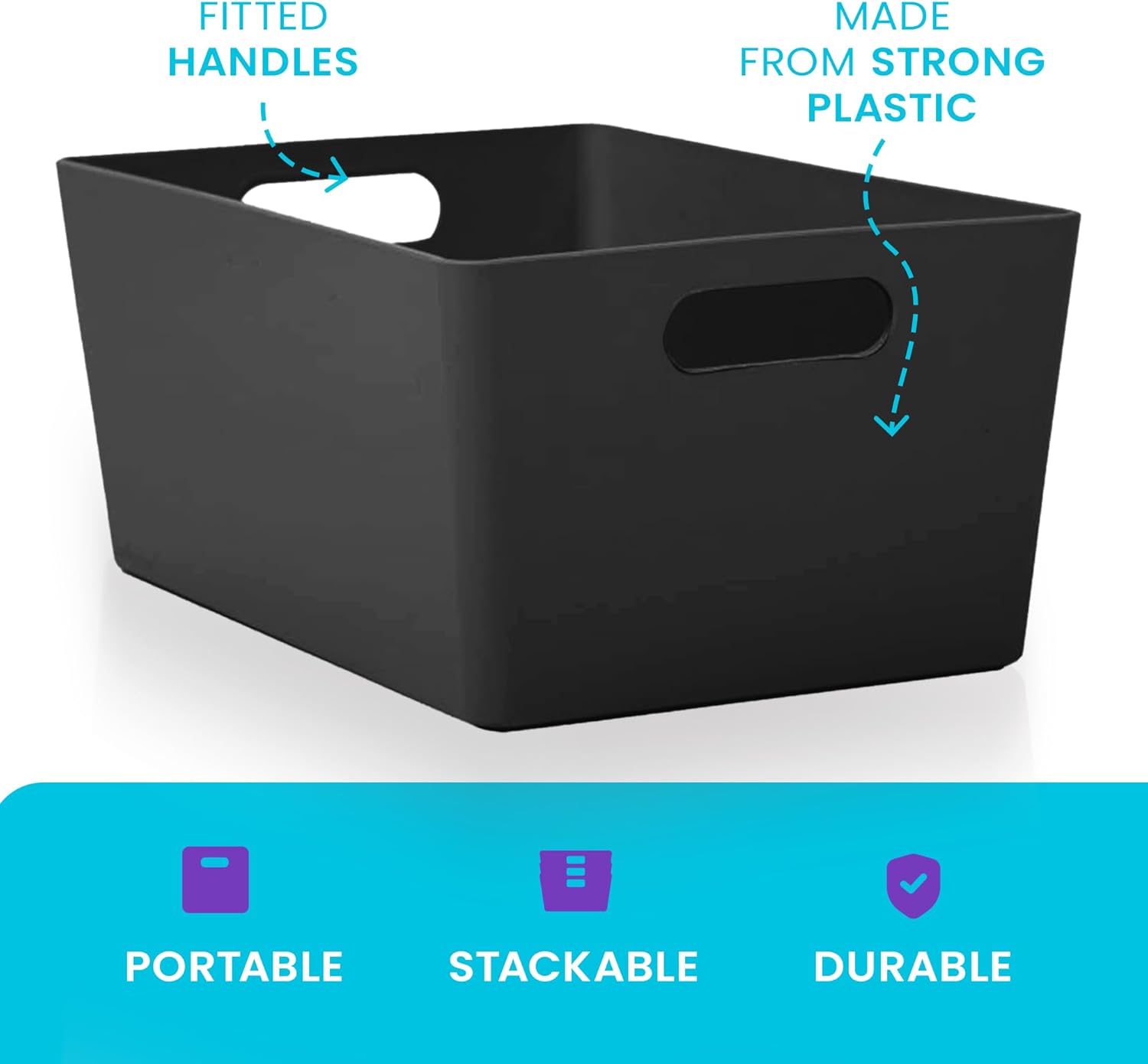 5-Pack Plastic Storage Baskets with Sturdy Handles – Lightweight & Durable, 3.9L (17 x 25 x 11cm), Perfect for Kitchen, Bathroom & Cleaning Organisation - Image 3