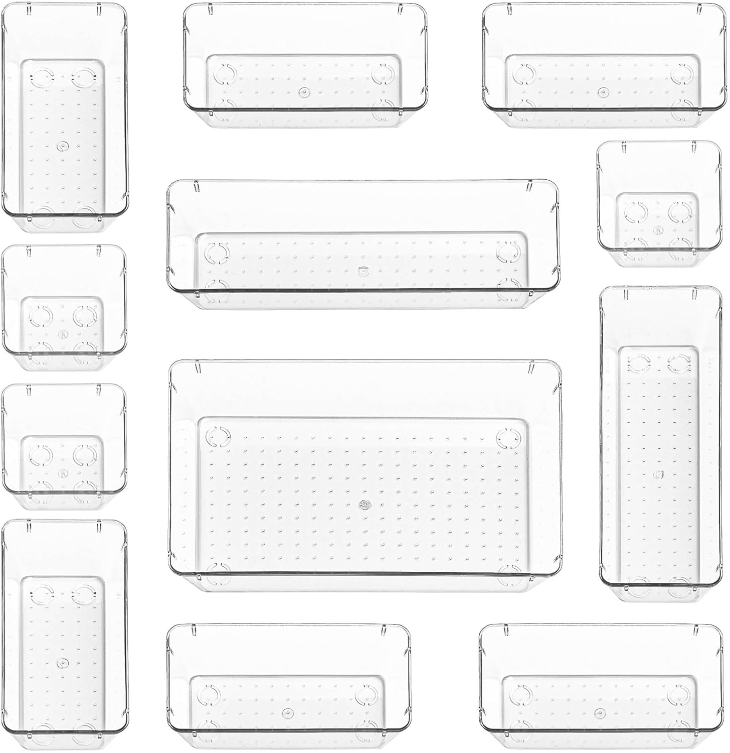 12Pc Clear Drawer Organiser Set – Makeup, Cosmetics & Cutlery Tray