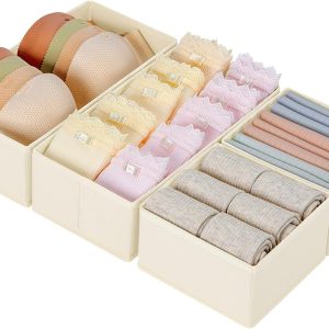 Fabric Drawer Organizer, 4-Pack – Foldable Closet Storage Inserts