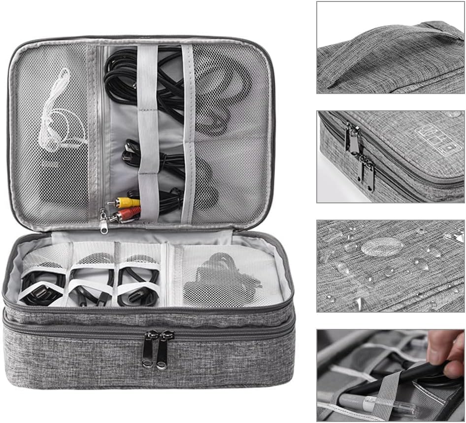 Travel Cable Organiser Bag, Electronics Accessories Organizer Extra Large 3-Layers Universal Carry Gadget Bag for Power Bank, Memory Card, Data Cable, Charger Hard Disk - Image 4