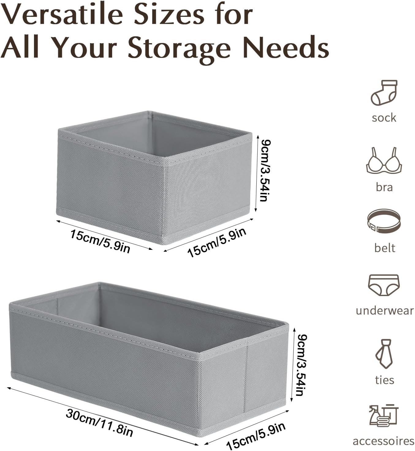 Foldable Storage Boxes 4 Pack, Fabric Wardrobe Organiser Cubes for Bras, Socks, Underwear & Accessories - Image 3