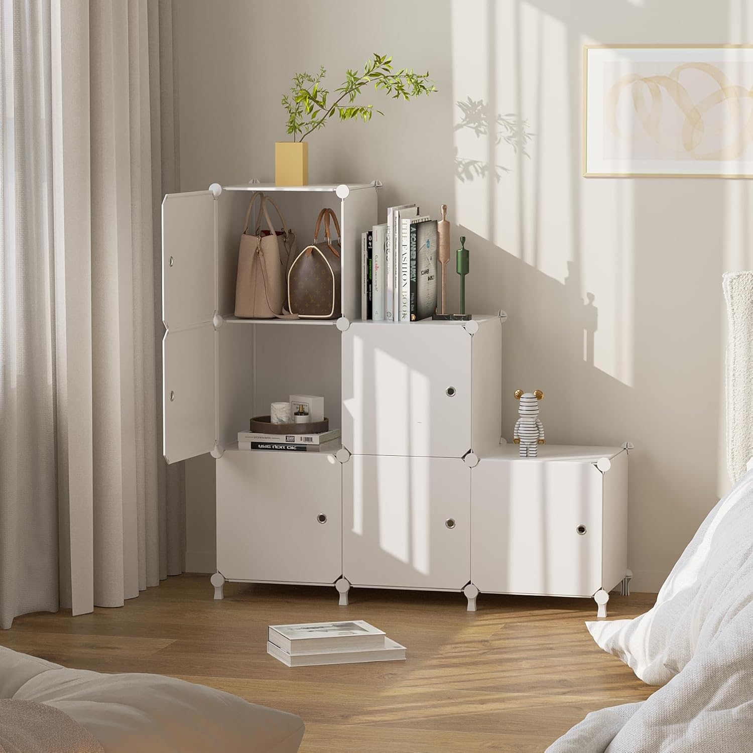 6-Cube Storage Unit with Doors, 30x30x30cm Compartments - Image 6