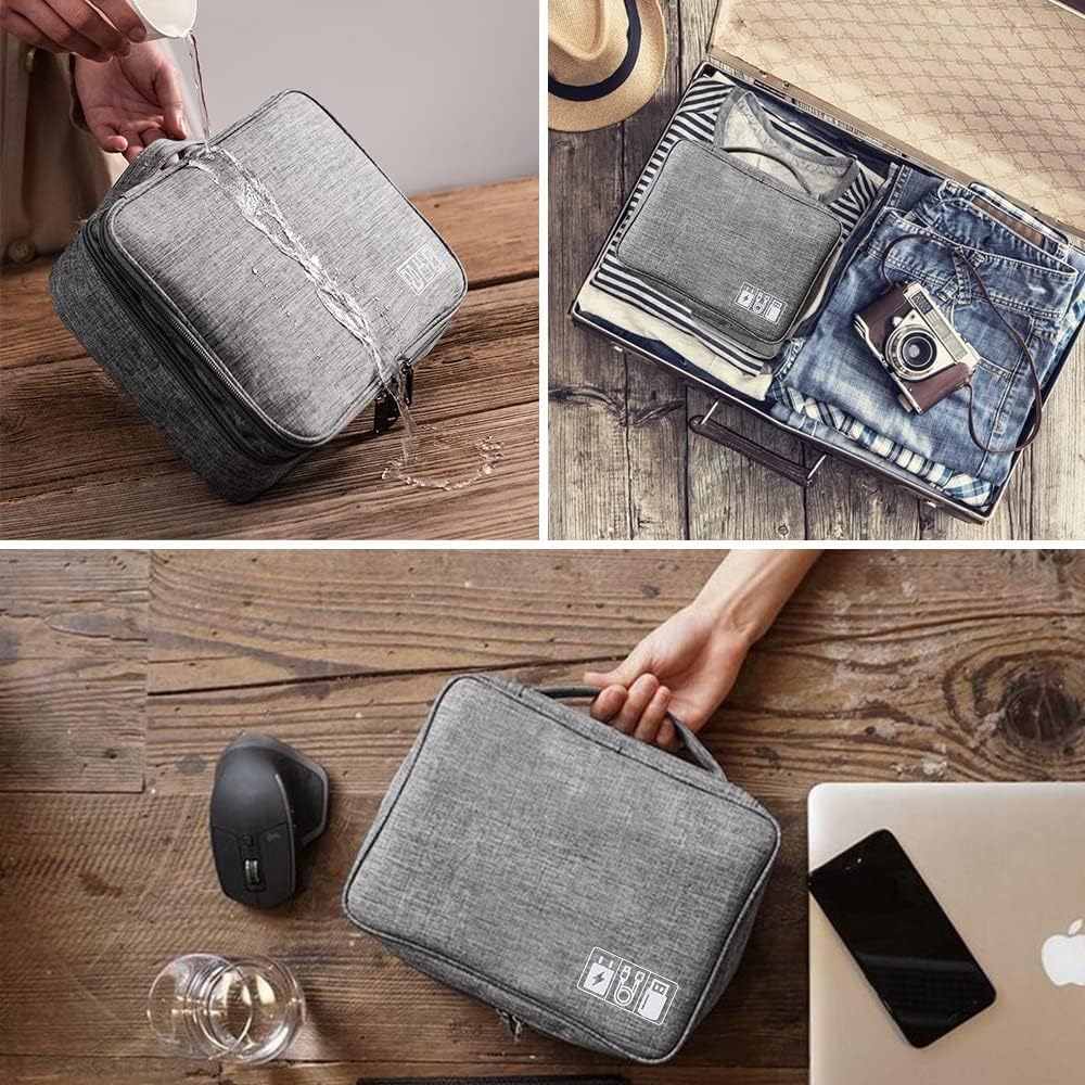Travel Cable Organiser Bag, Electronics Accessories Organizer Extra Large 3-Layers Universal Carry Gadget Bag for Power Bank, Memory Card, Data Cable, Charger Hard Disk - Image 7