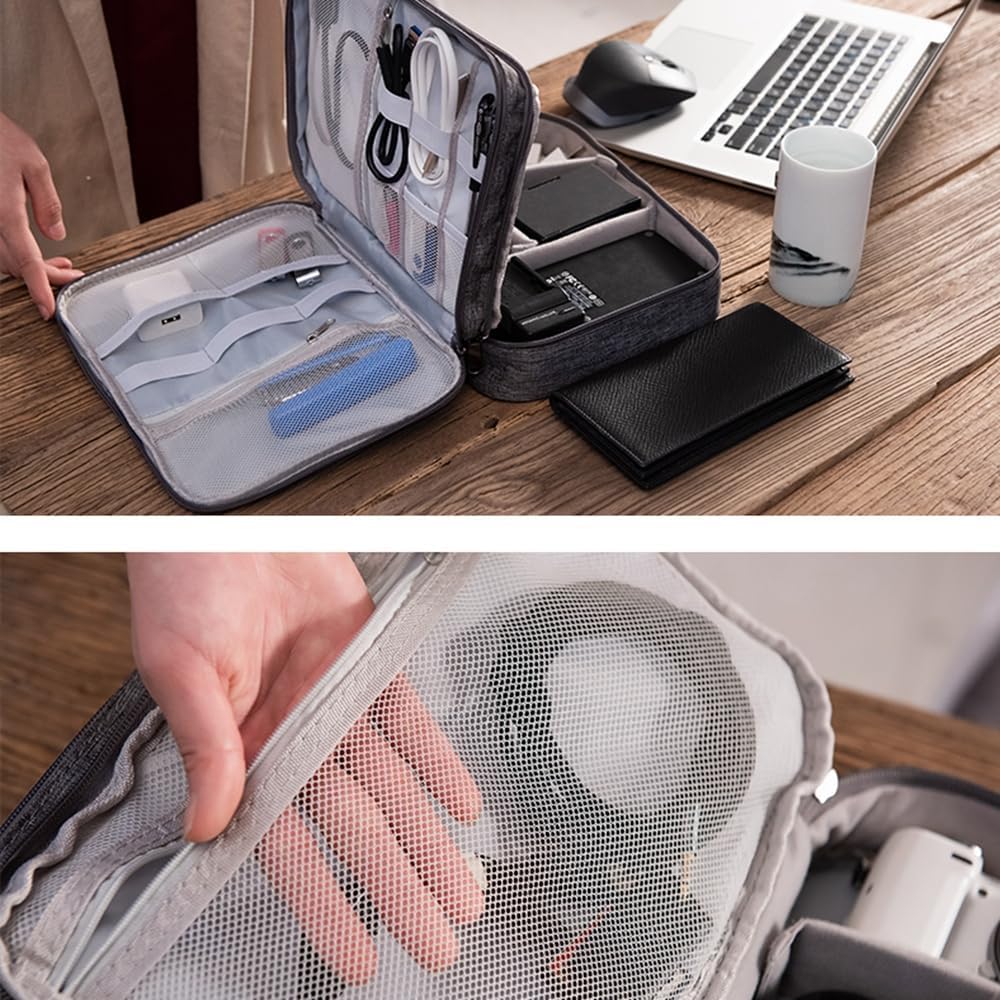 Travel Cable Organiser Bag, Electronics Accessories Organizer Extra Large 3-Layers Universal Carry Gadget Bag for Power Bank, Memory Card, Data Cable, Charger Hard Disk - Image 6