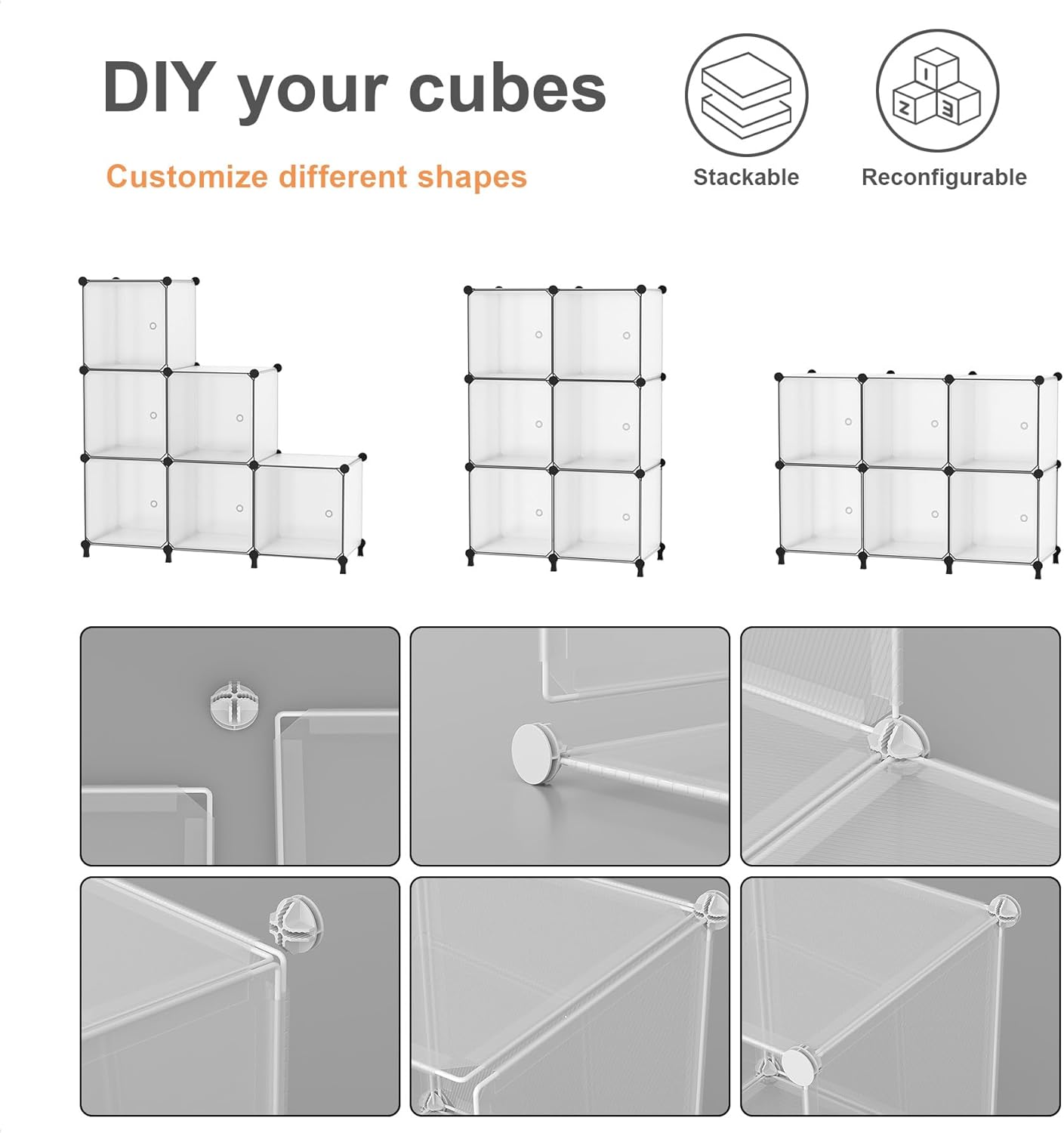 6-Cube Storage Unit with Doors, 30x30x30cm Compartments - Image 7