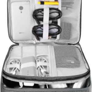Travel Cable Organiser Bag, Electronics Accessories Organizer Extra Large 3-Layers Universal Carry Gadget Bag for Power Bank, Memory Card, Data Cable, Charger Hard Disk