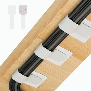 50 PCS Self-Adhesive Cable Tidy Clips, Sticky-Back Hook and Loop Cable Ties Cord Organizer, Wire Organizer for TV PC Laptop Ethernet Desktop