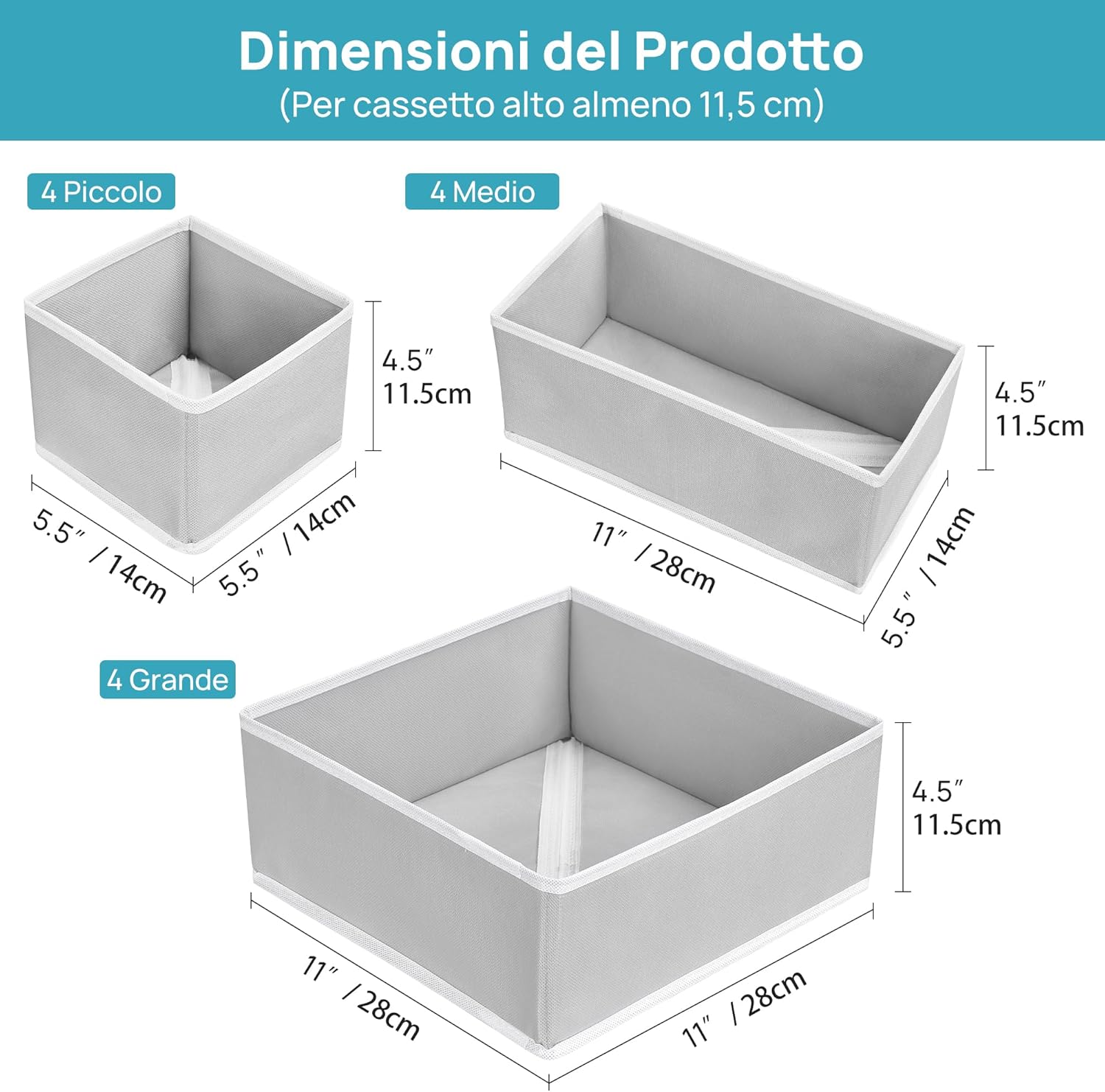 12 Pack Foldable Drawer Organiser Box - Fabric Dividers for Bras, Underwear, Socks, Baby Clothing - Image 2
